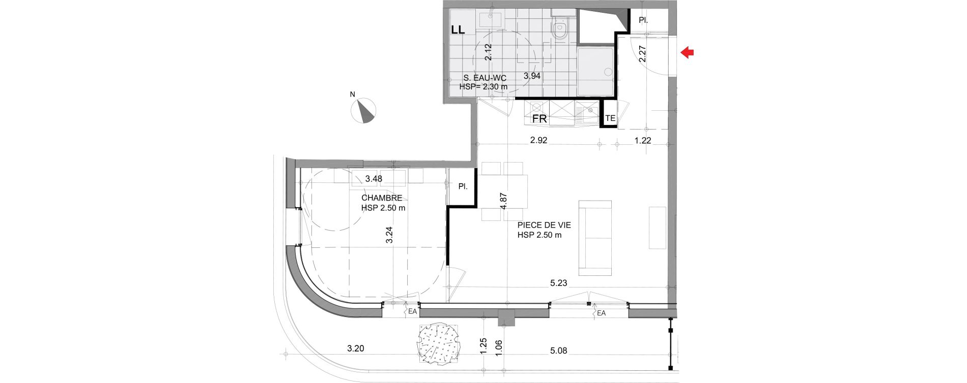 Appartement T2 de 44,75 m2 &agrave; Angers Centre