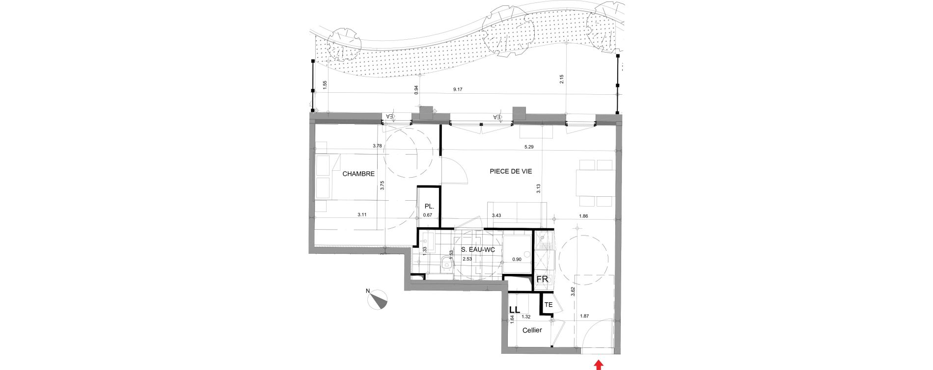 Appartement T2 de 44,70 m2 &agrave; Angers Centre