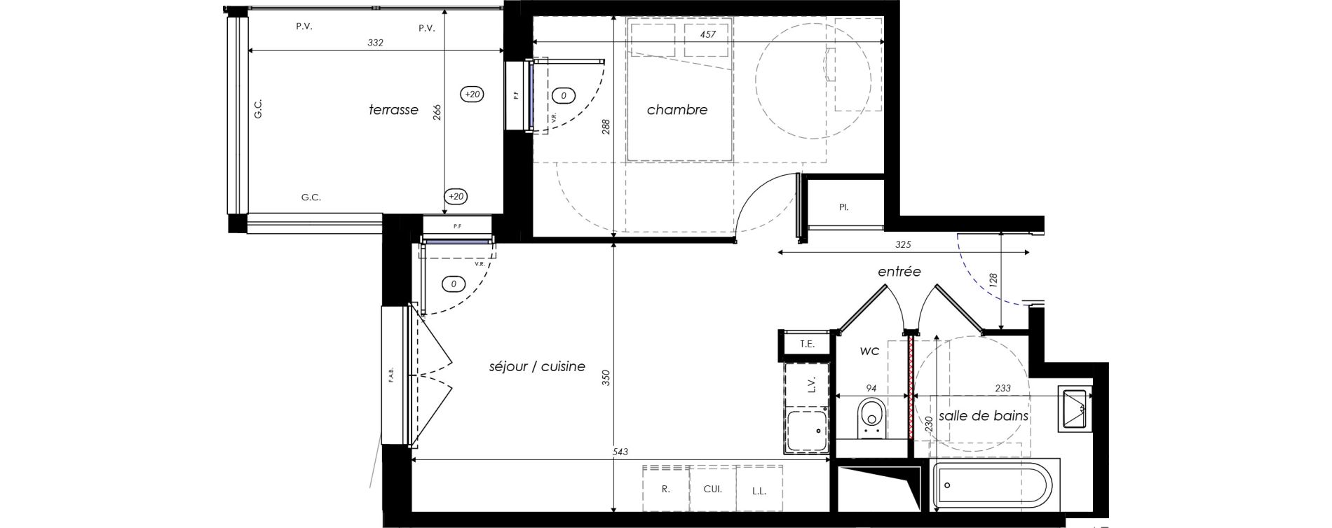 Appartement T2 de 41,07 m2 &agrave; Angers Madeleine