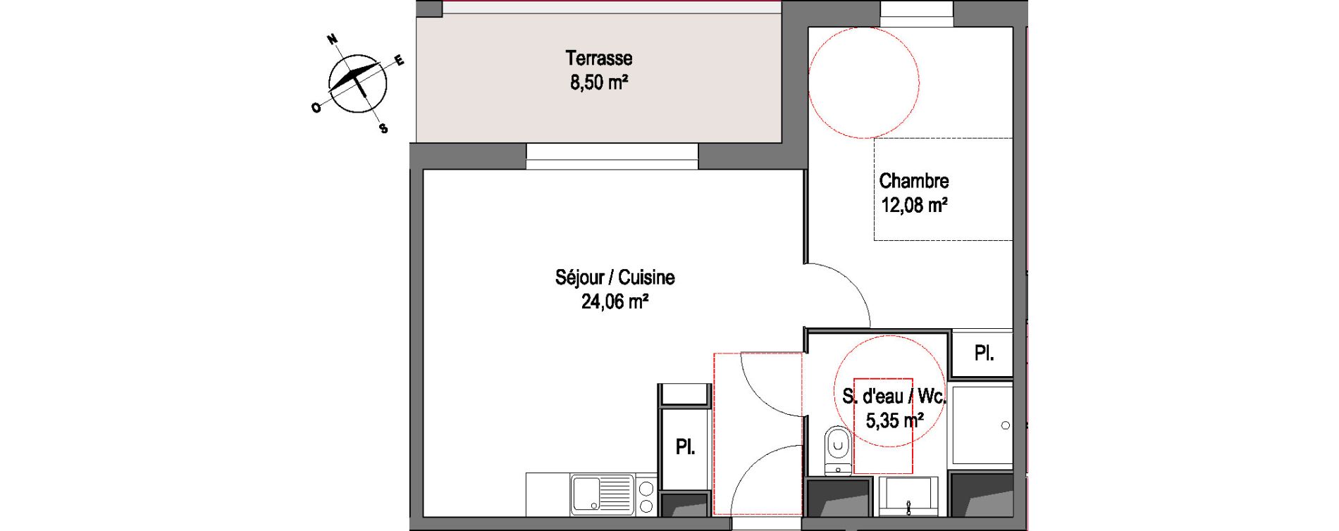 Appartement T2 de 41,49 m2 &agrave; Angers Hauts de saint-aubin