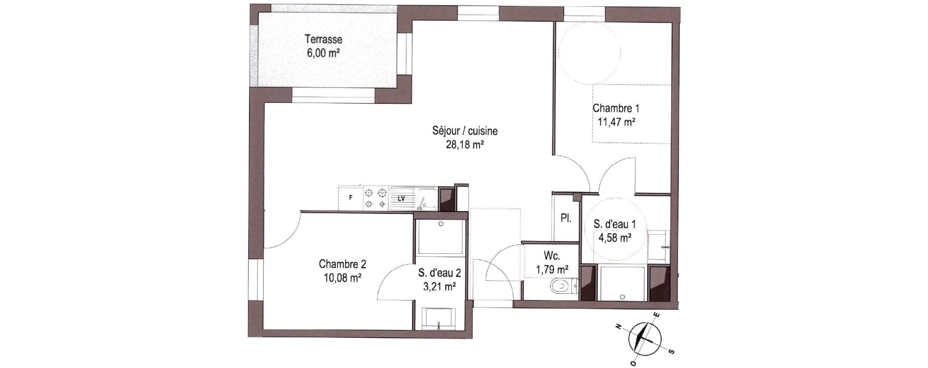 Appartement T3 de 59,31 m2 &agrave; Angers Hauts de saint-aubin