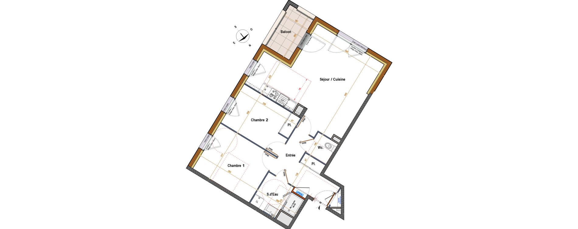Appartement T3 de 68,60 m2 &agrave; Angers Hauts de saint-aubin