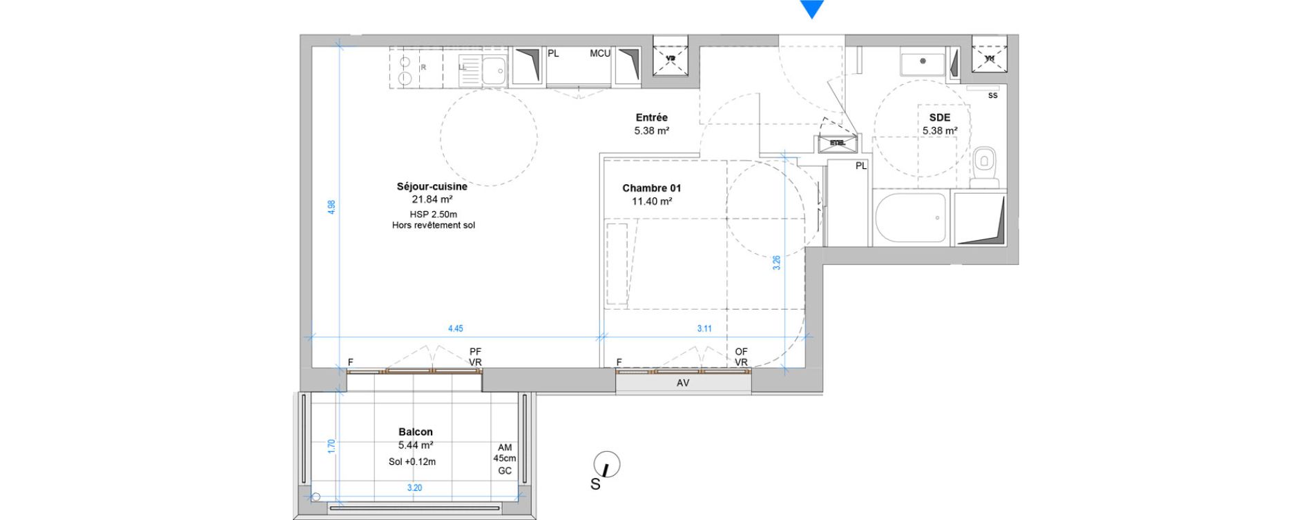 Appartement T2 de 44,01 m2 &agrave; Angers Jean moulin