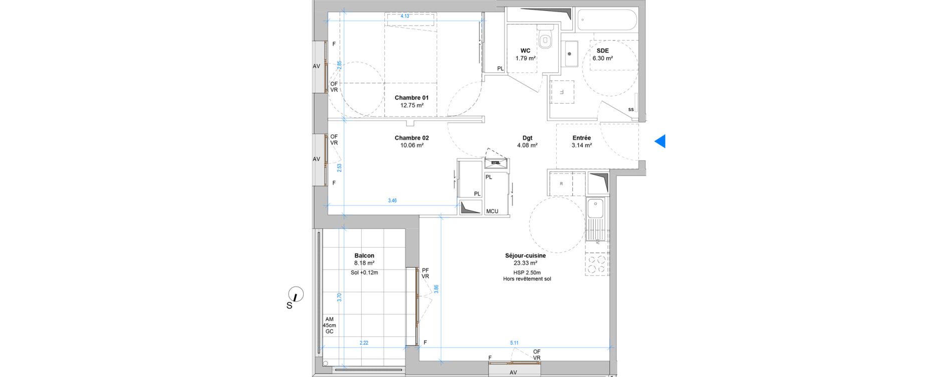 Appartement T3 de 61,41 m2 &agrave; Angers Jean moulin