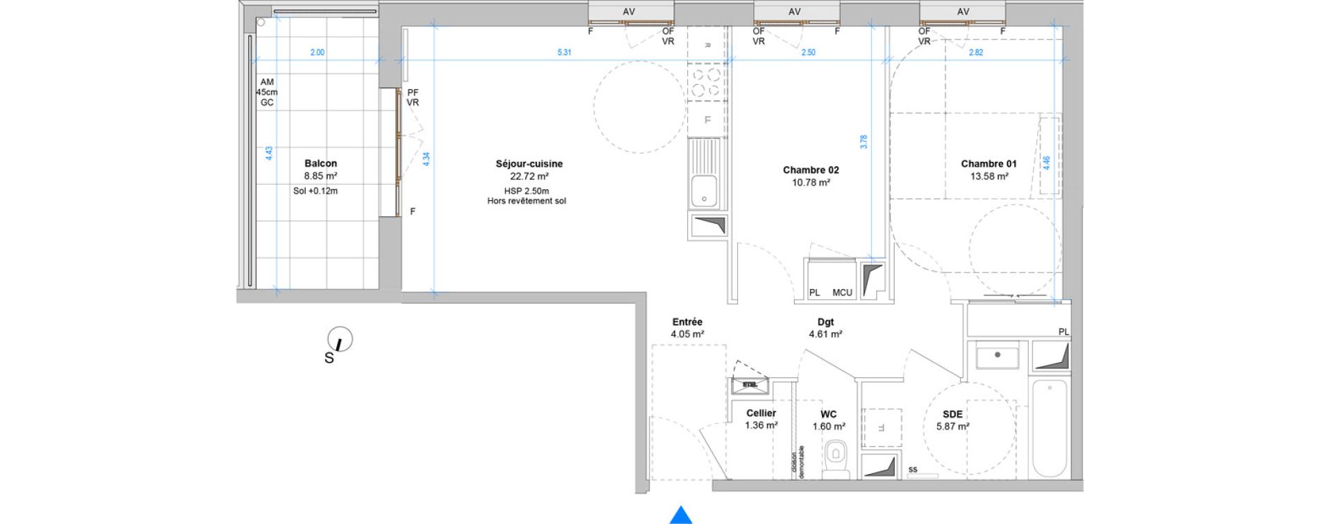 Appartement T3 de 64,57 m2 &agrave; Angers Jean moulin