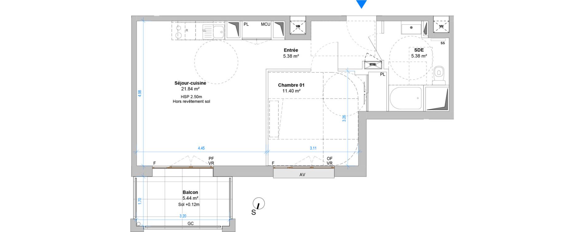 Appartement T2 de 44,01 m2 &agrave; Angers Jean moulin