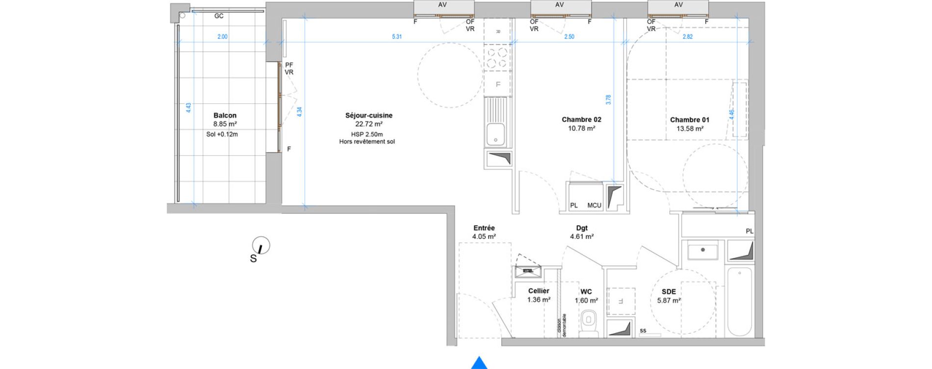 Appartement T3 de 64,57 m2 &agrave; Angers Jean moulin