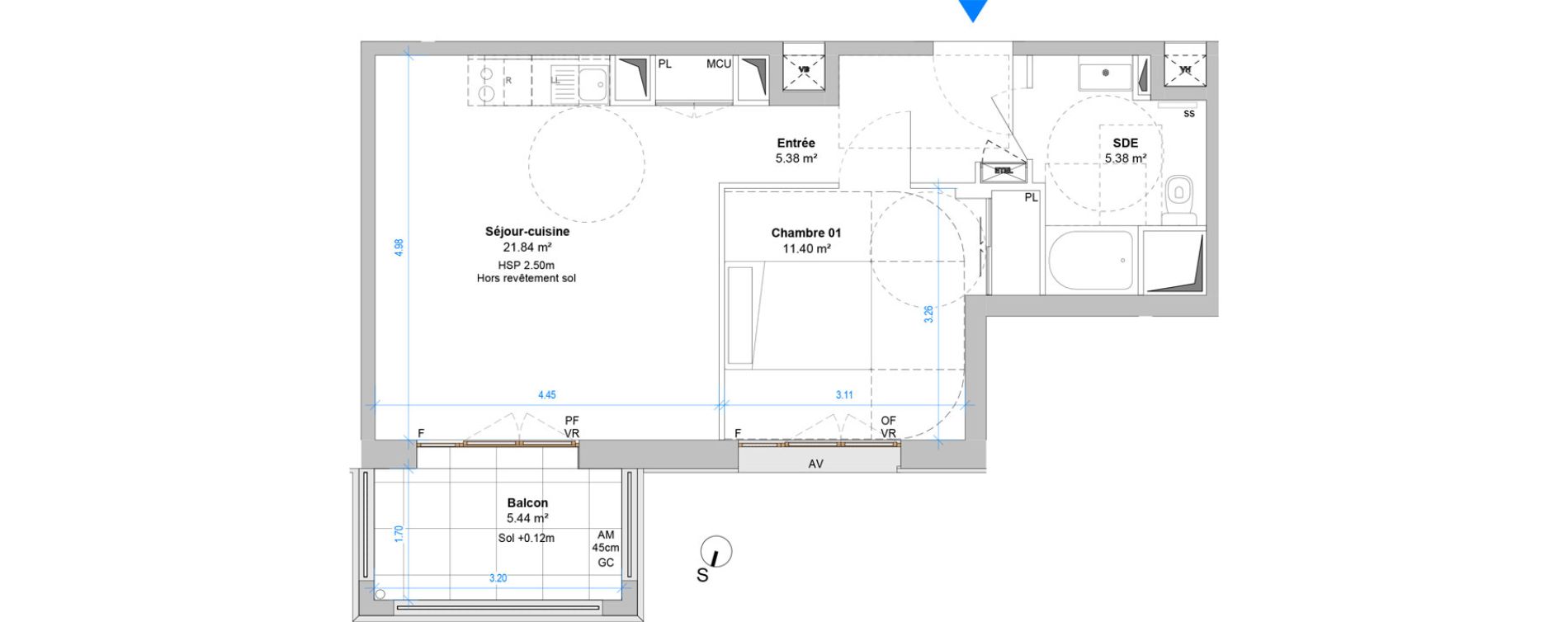 Appartement T2 de 44,01 m2 &agrave; Angers Jean moulin