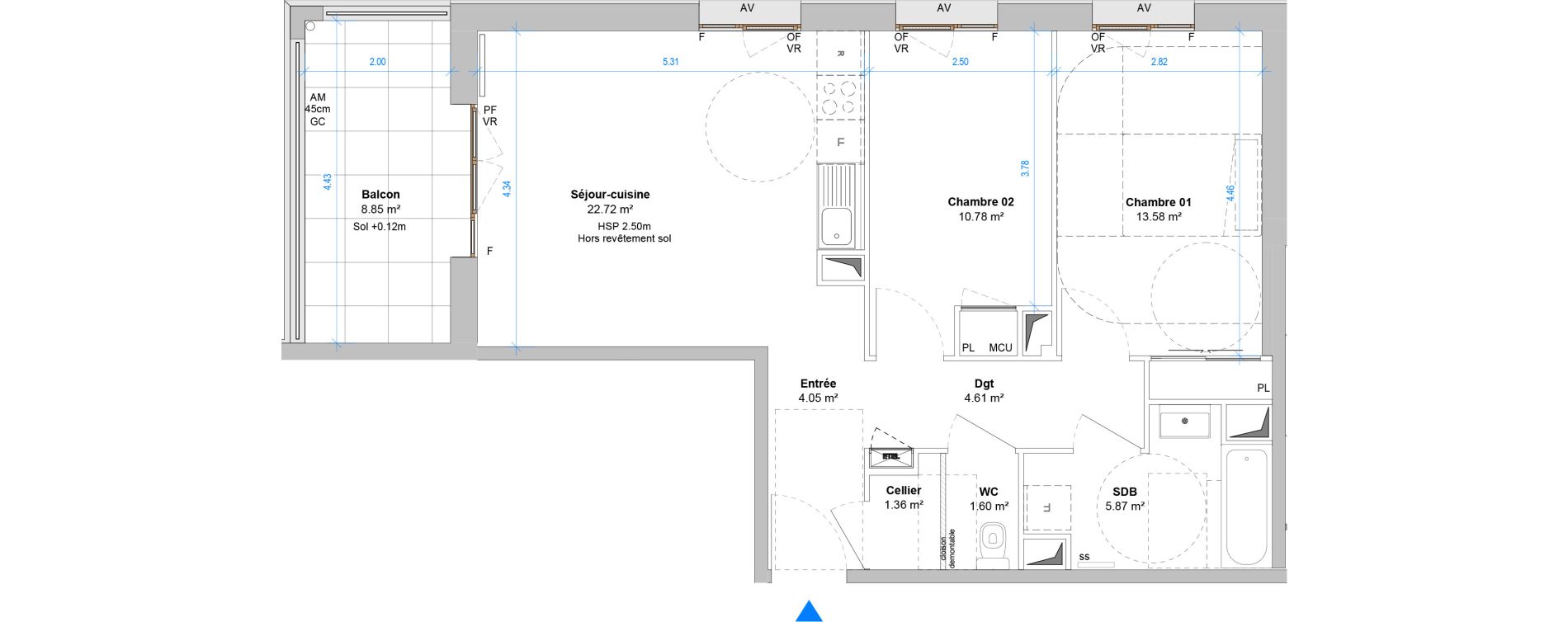 Appartement T3 de 64,57 m2 &agrave; Angers Jean moulin