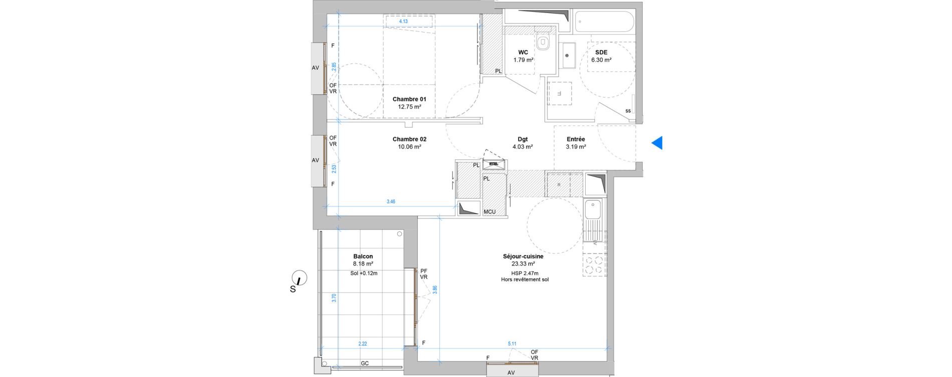 Appartement T3 de 61,44 m2 &agrave; Angers Jean moulin