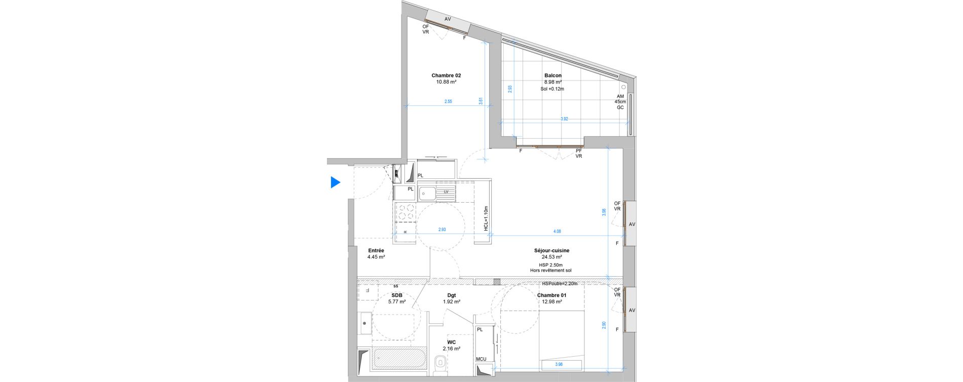 Appartement T3 de 62,69 m2 &agrave; Angers Jean moulin