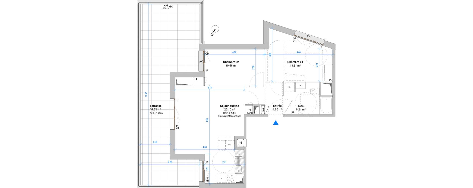 Appartement T3 de 61,09 m2 &agrave; Angers Jean moulin