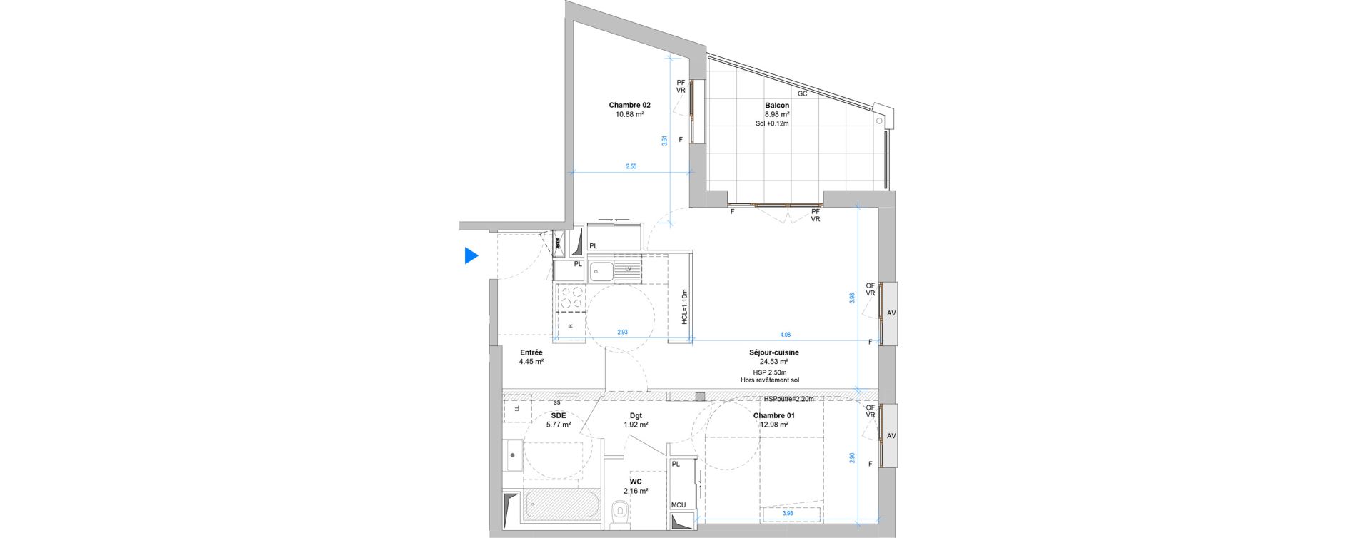 Appartement T3 de 62,69 m2 &agrave; Angers Jean moulin