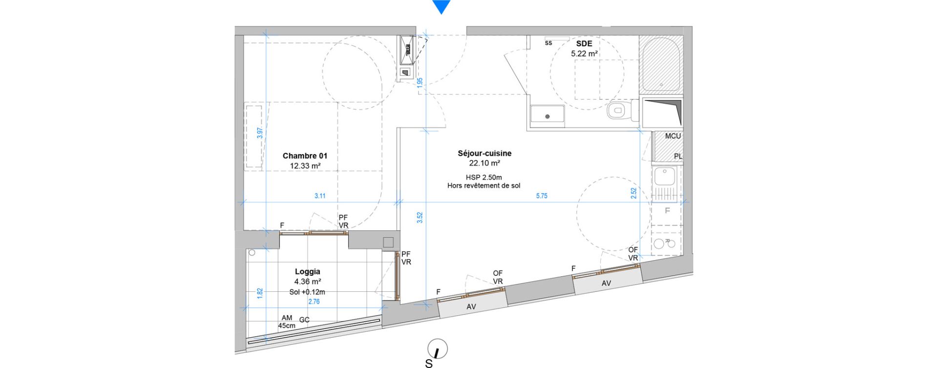 Appartement T2 de 39,66 m2 &agrave; Angers Jean moulin