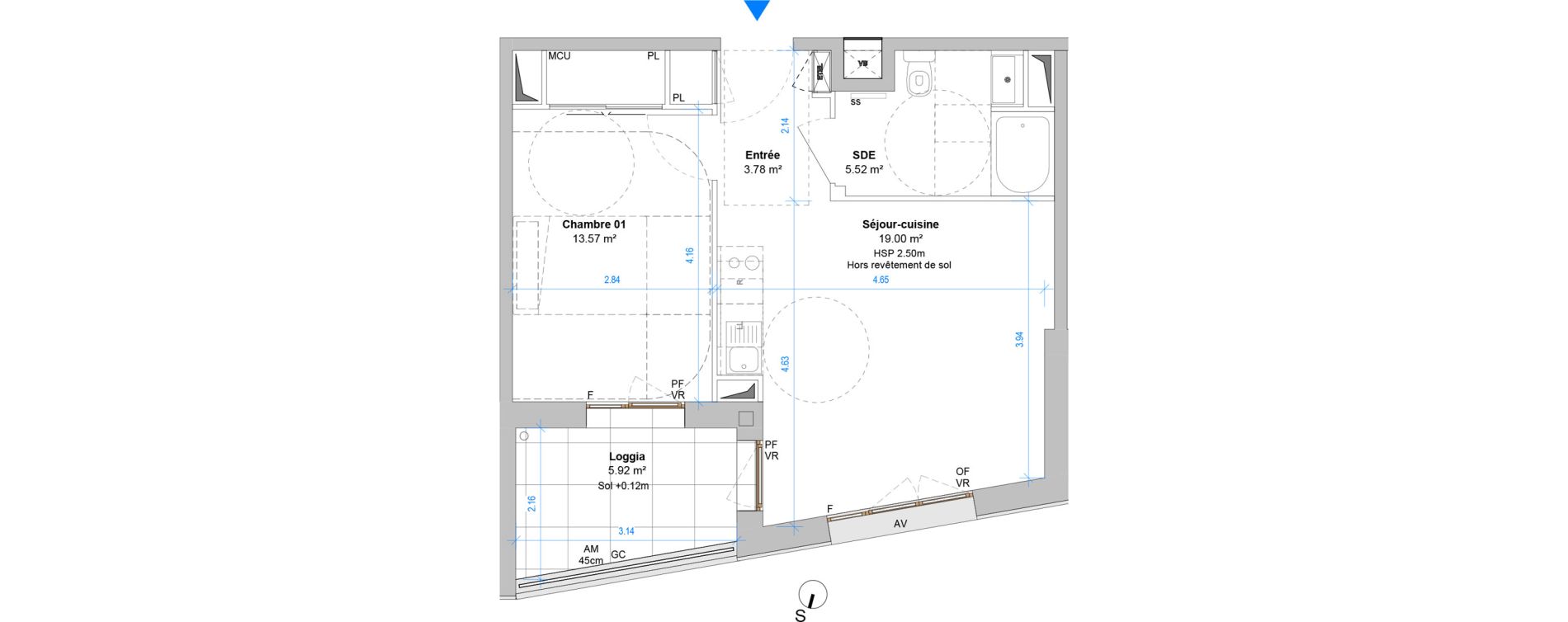 Appartement T2 de 41,87 m2 &agrave; Angers Jean moulin