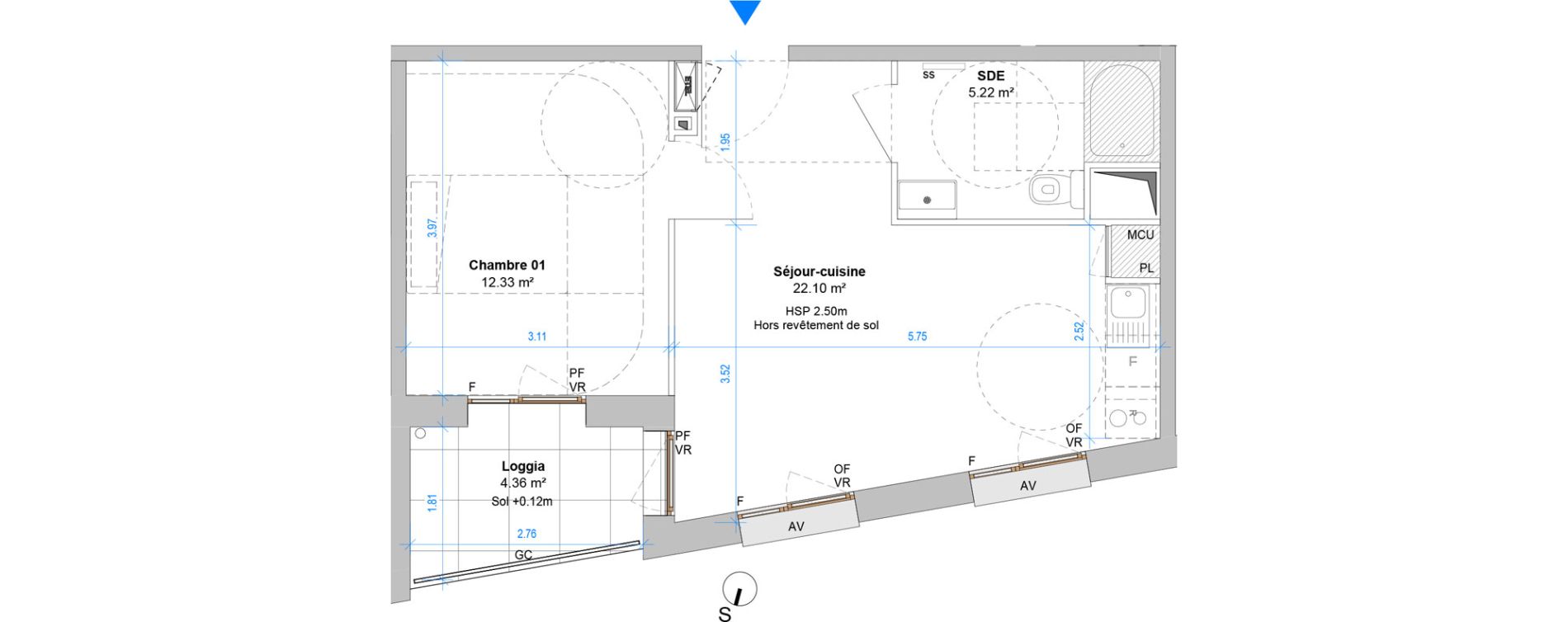 Appartement T2 de 39,66 m2 &agrave; Angers Jean moulin