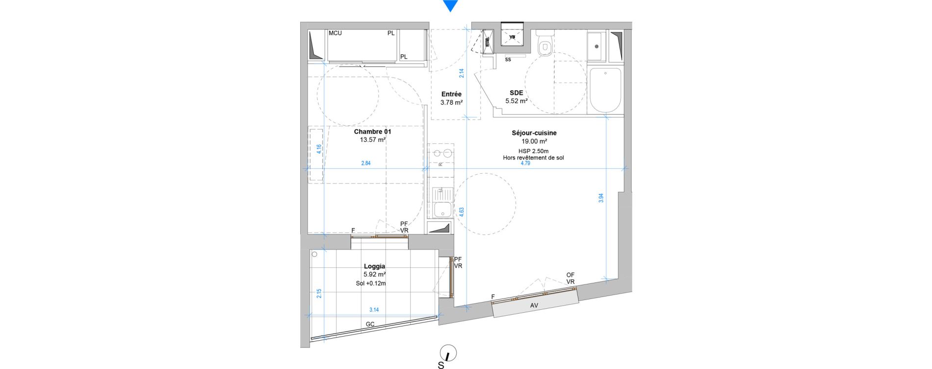 Appartement T2 de 41,87 m2 &agrave; Angers Jean moulin