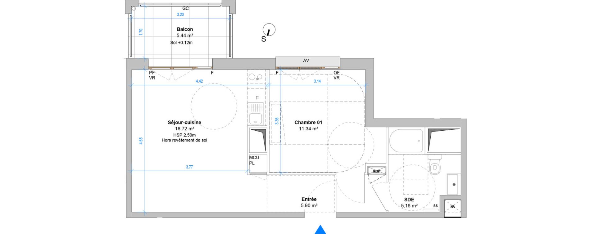 Appartement T2 de 41,12 m2 &agrave; Angers Jean moulin