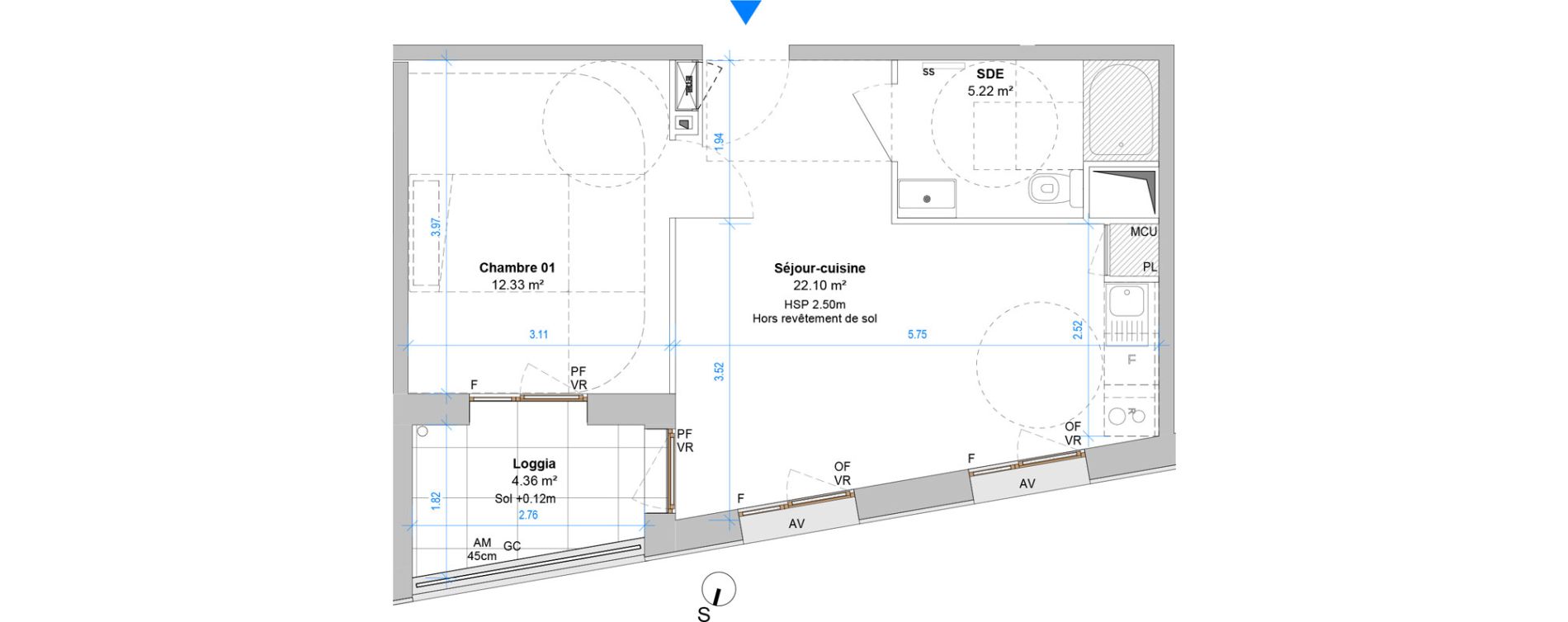 Appartement T2 de 39,66 m2 &agrave; Angers Jean moulin