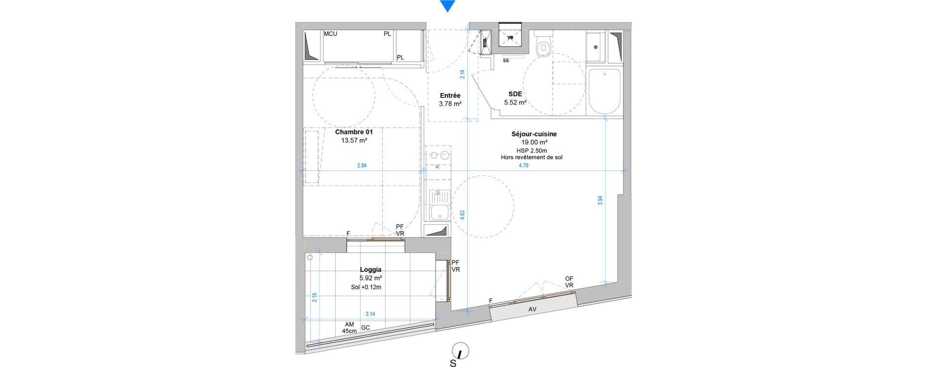 Appartement T2 de 41,87 m2 &agrave; Angers Jean moulin