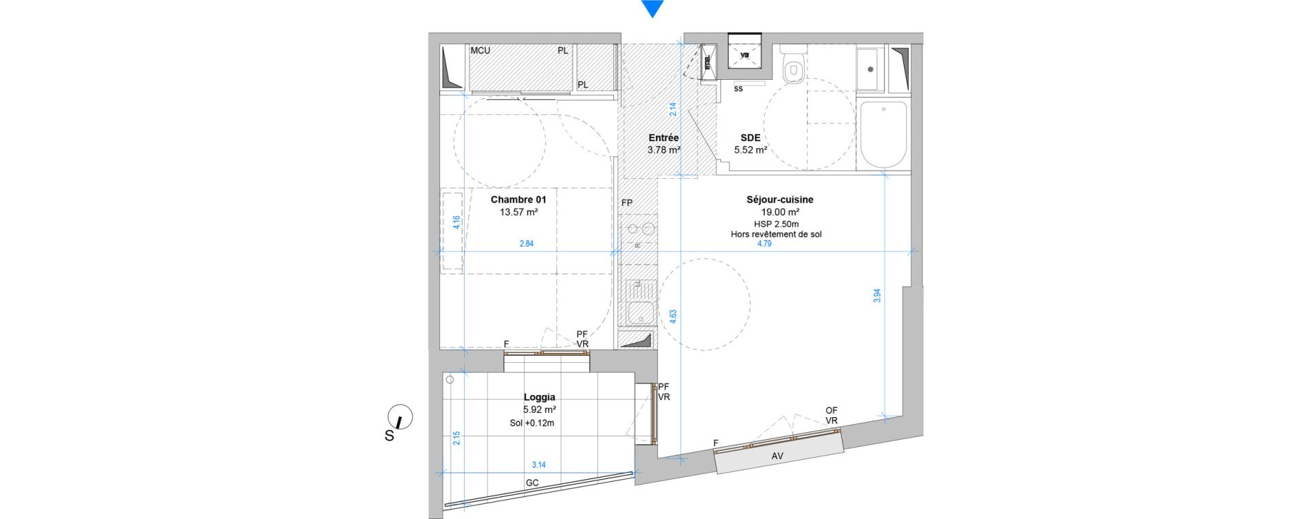 Appartement T2 de 41,87 m2 &agrave; Angers Jean moulin