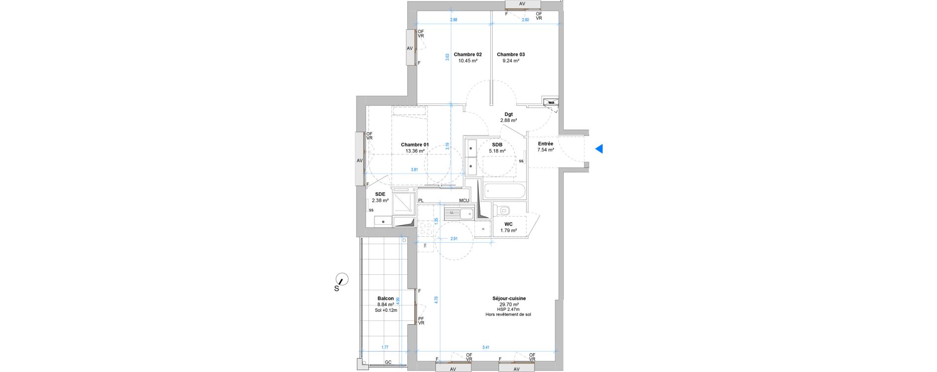 Appartement T4 de 82,52 m2 &agrave; Angers Jean moulin