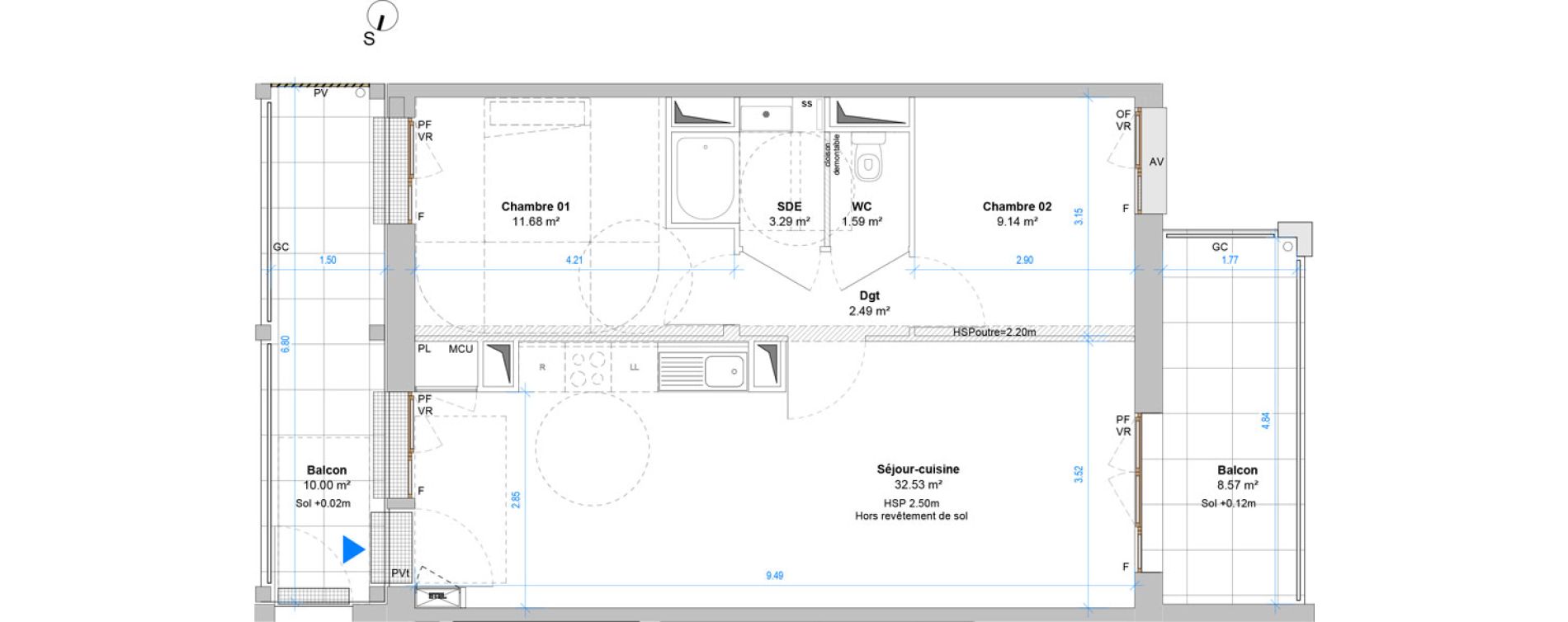 Appartement T3 de 60,71 m2 &agrave; Angers Jean moulin