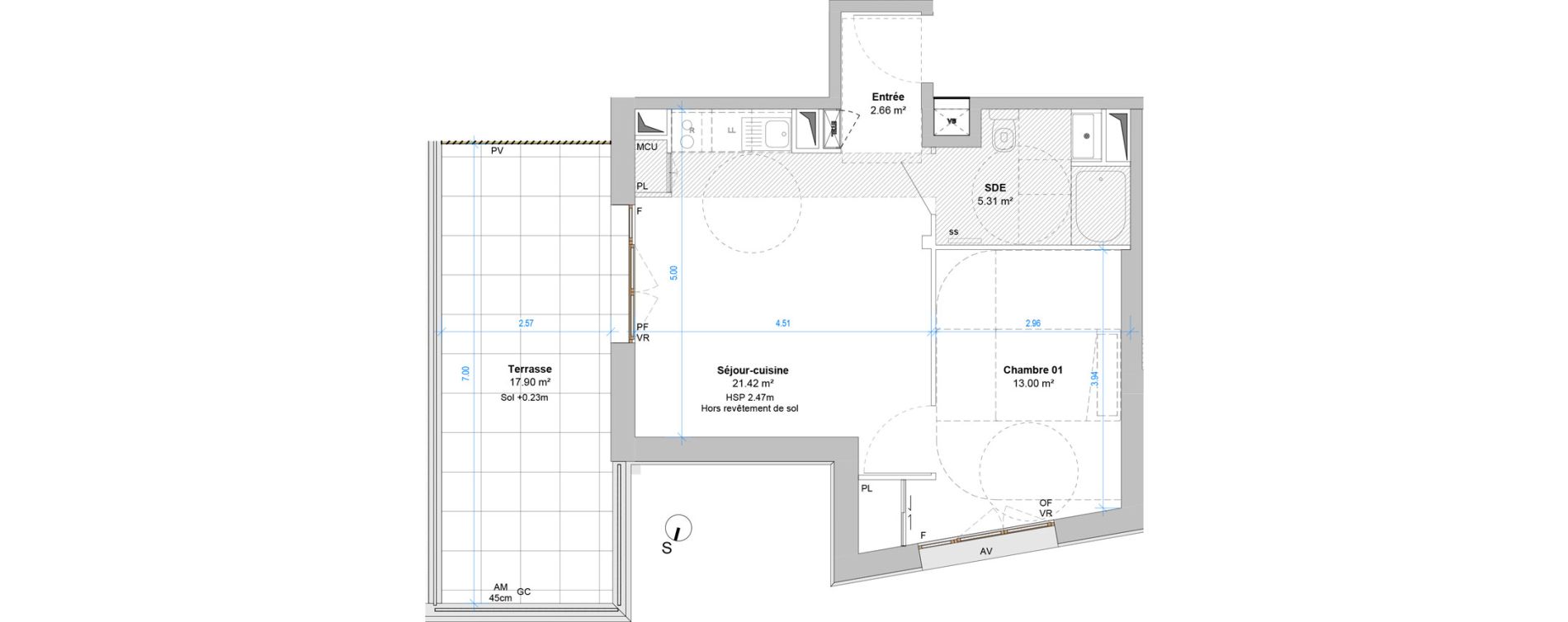 Appartement T2 de 42,39 m2 &agrave; Angers Jean moulin