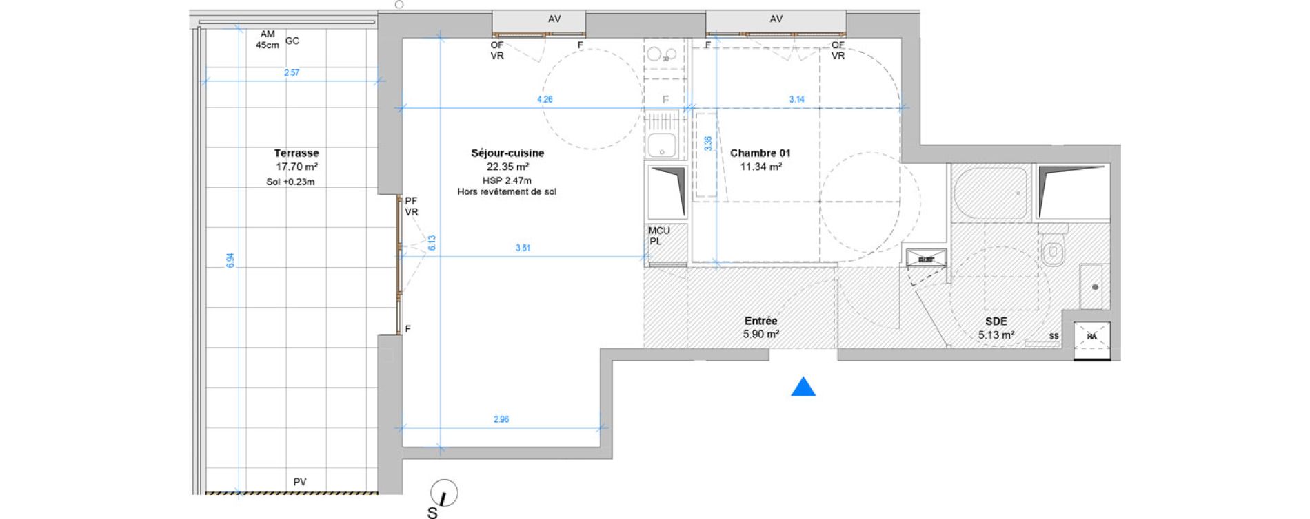 Appartement T2 de 44,49 m2 &agrave; Angers Jean moulin