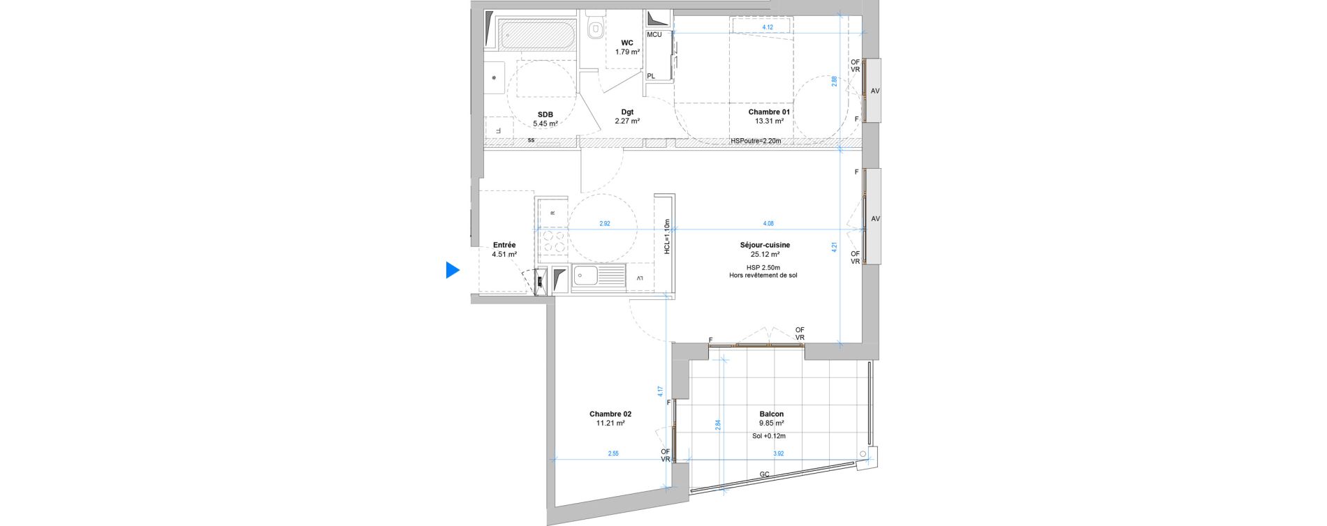 Appartement T3 de 63,66 m2 &agrave; Angers Jean moulin