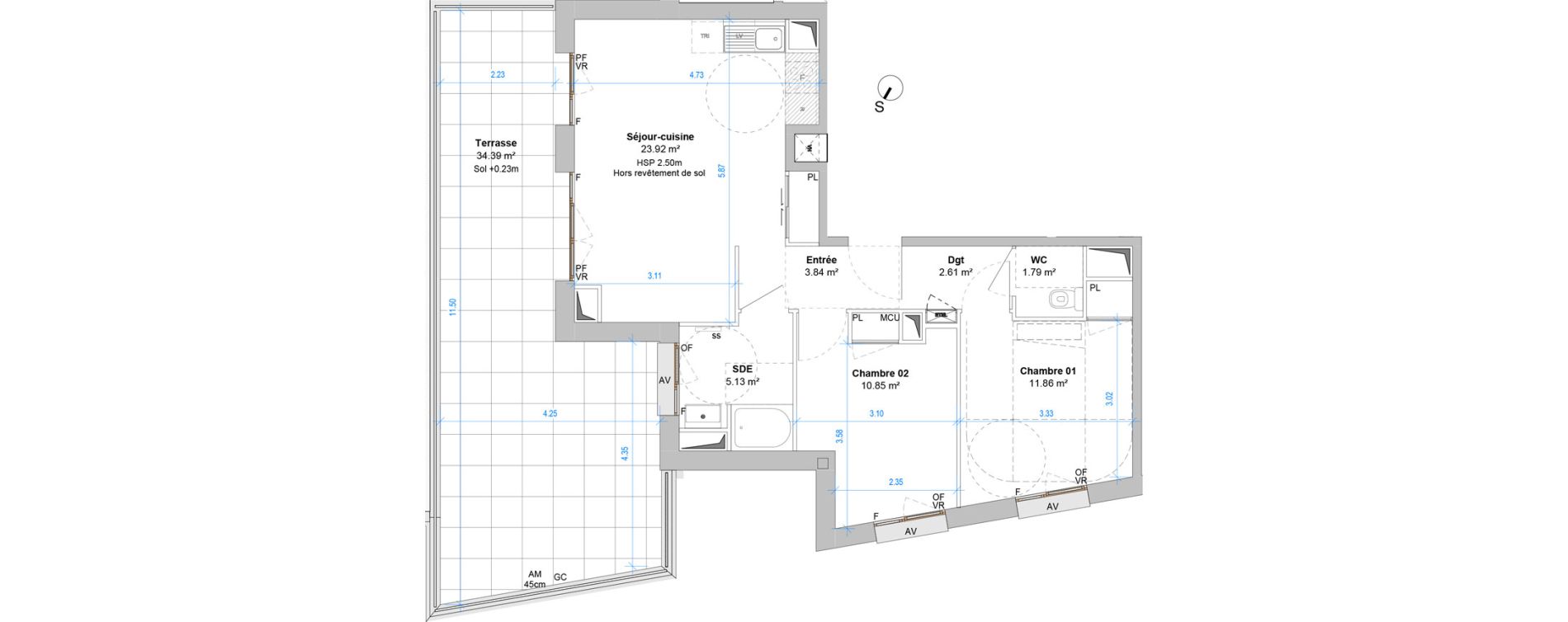 Appartement T3 de 60,00 m2 &agrave; Angers Jean moulin