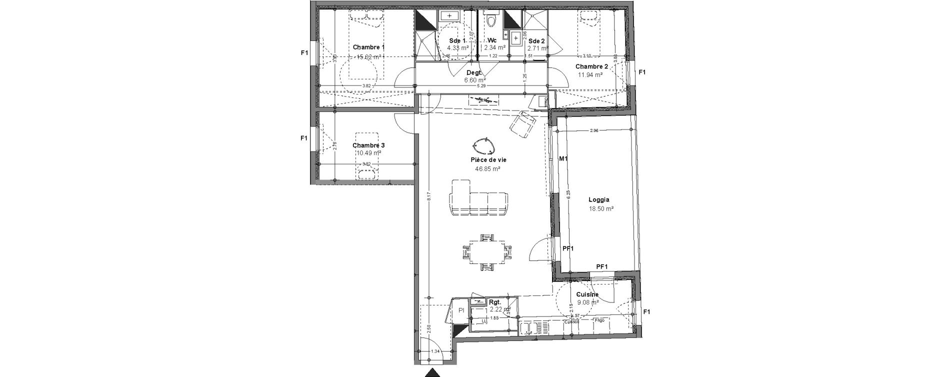 Appartement T4 de 111,58 m2 &agrave; Angers Ney