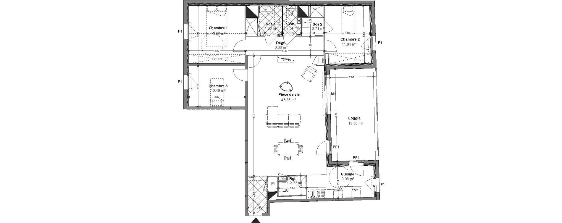 Appartement T4 de 111,58 m2 &agrave; Angers Ney
