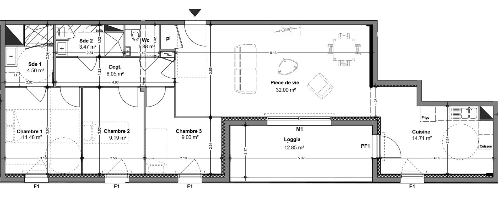 Appartement T4 de 92,28 m2 &agrave; Angers Ney