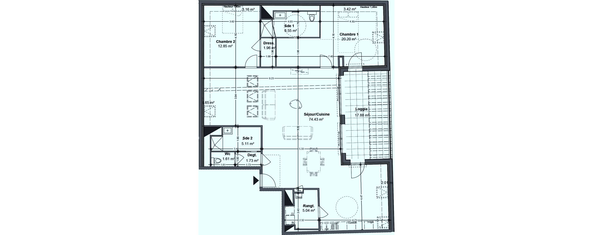 Appartement T3 de 129,48 m2 &agrave; Angers Ney