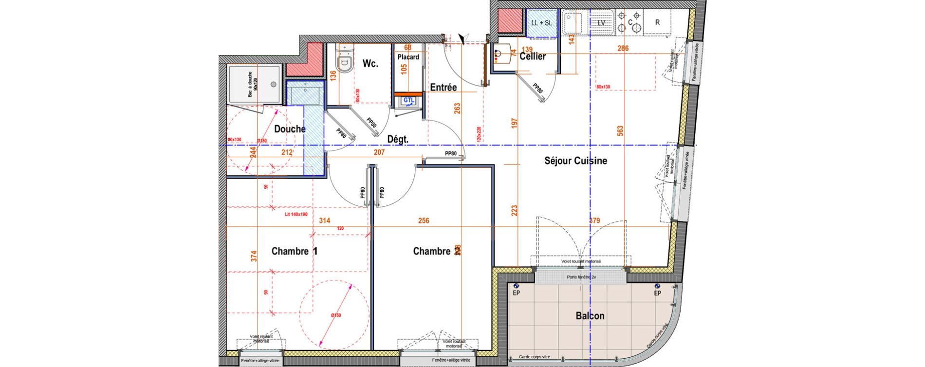 Appartement T3 de 57,97 m2 &agrave; Angers Blancheraie