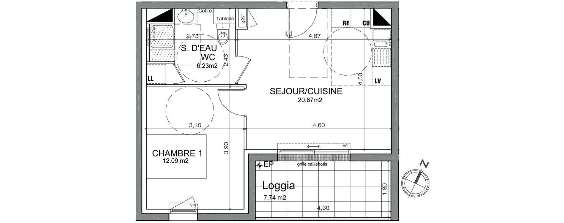 Appartement T2 de 38,99 m2 &agrave; Angers Justices