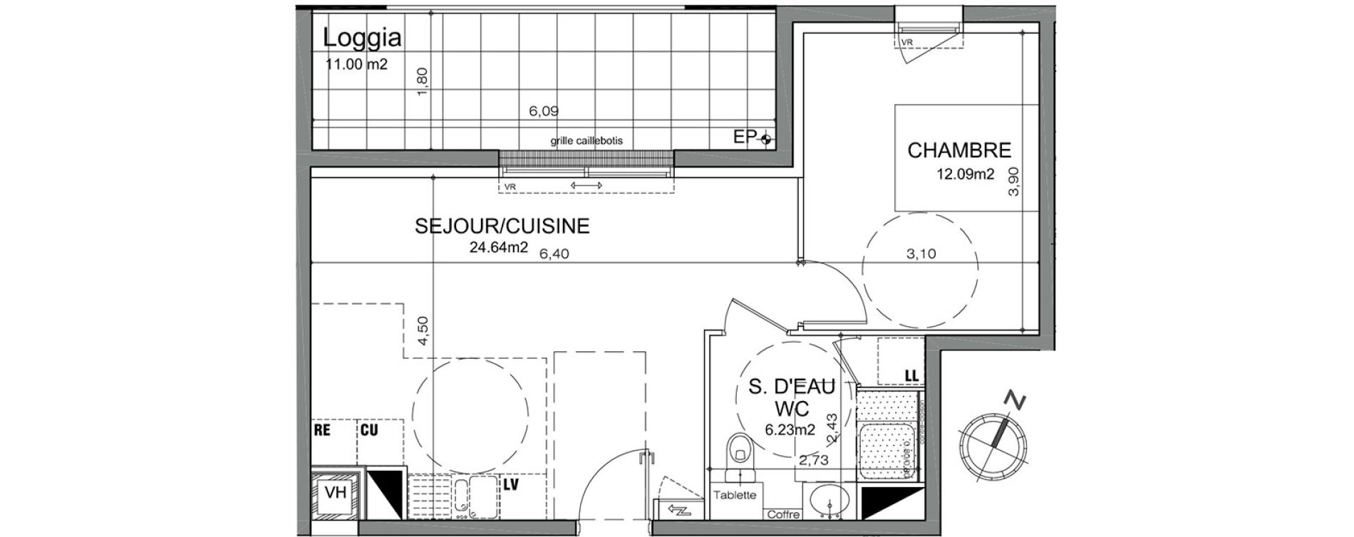 Appartement T2 de 42,96 m2 &agrave; Angers Justices