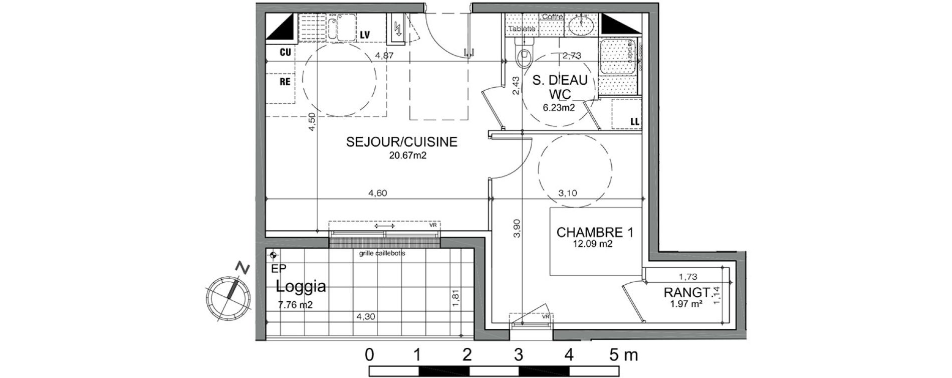 Appartement T2 de 40,96 m2 &agrave; Angers Justices