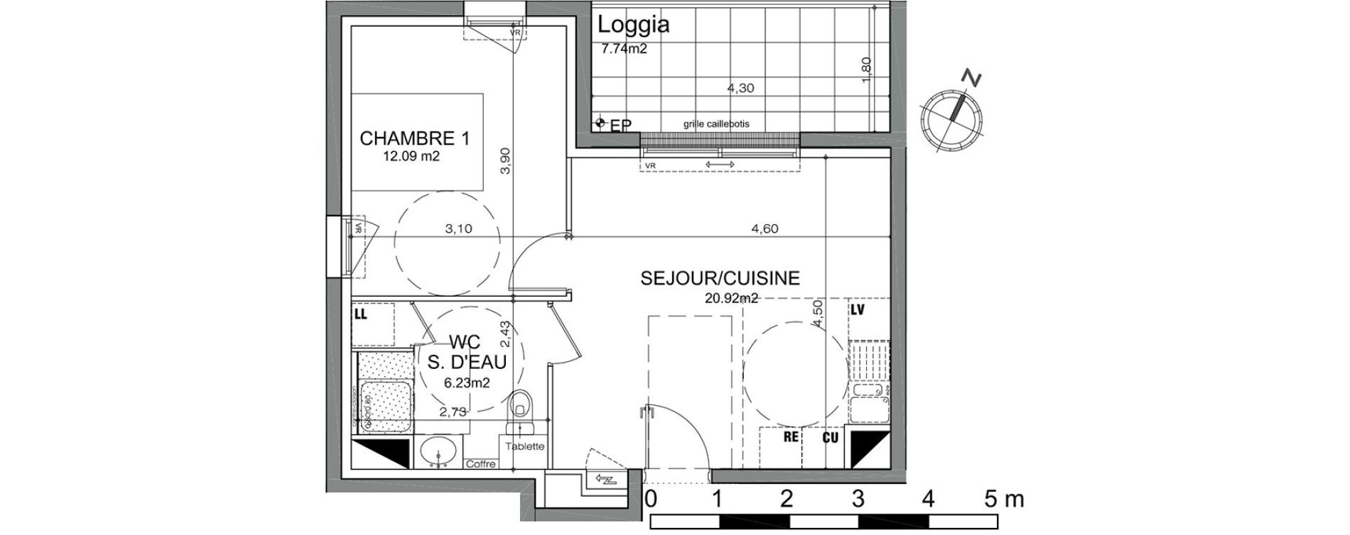 Appartement T2 de 39,24 m2 &agrave; Angers Justices