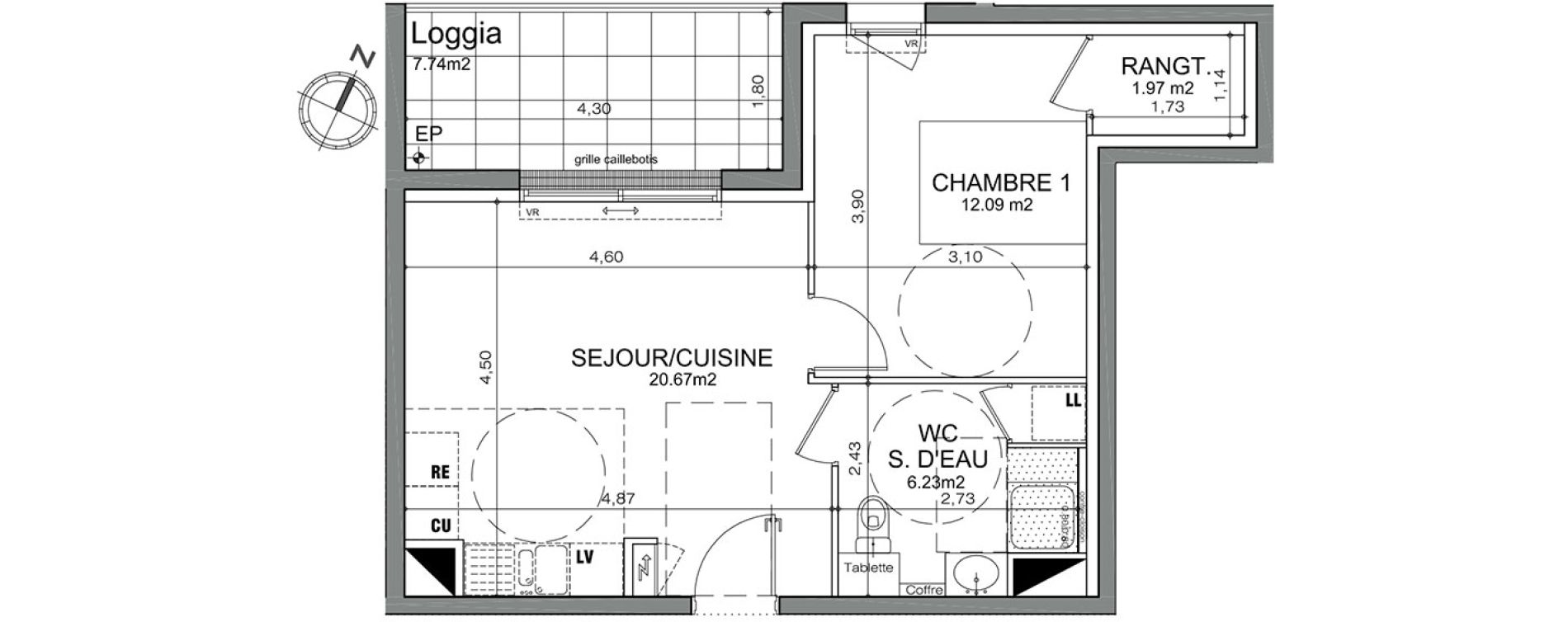 Appartement T2 de 40,96 m2 &agrave; Angers Justices