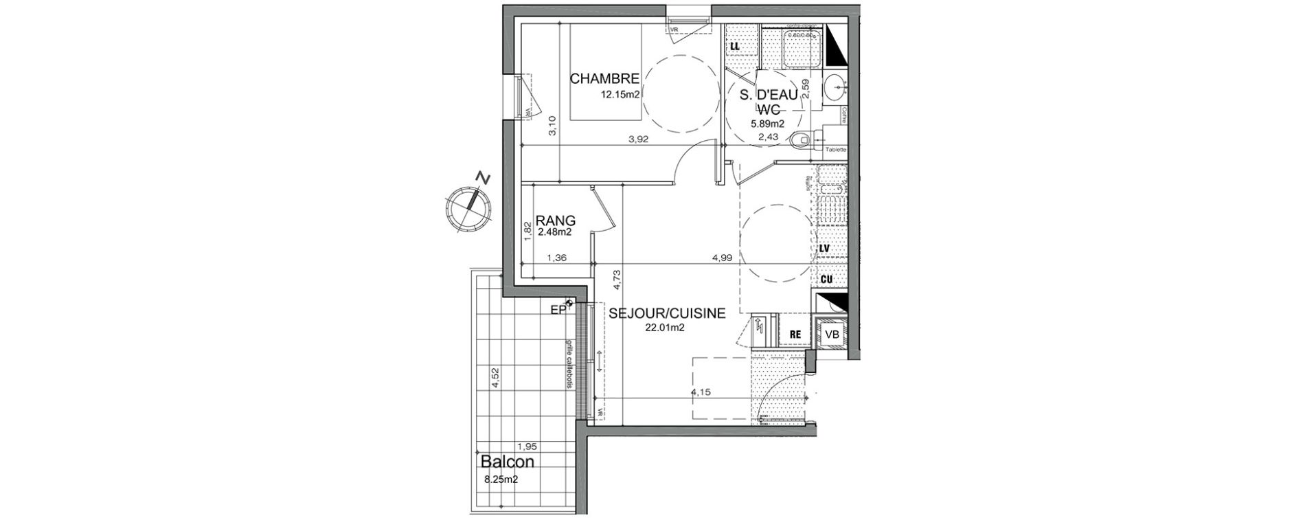 Appartement T2 de 42,64 m2 &agrave; Angers Justices