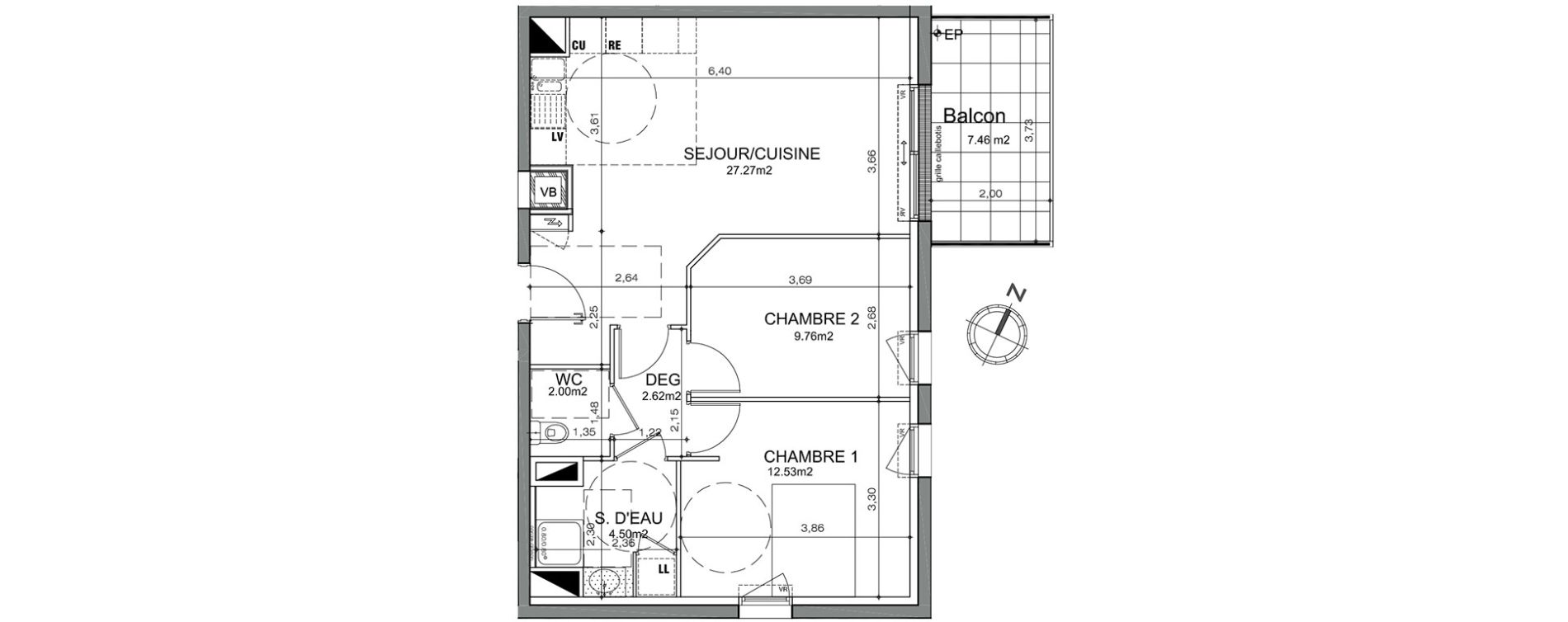 Appartement T3 de 58,68 m2 &agrave; Angers Justices