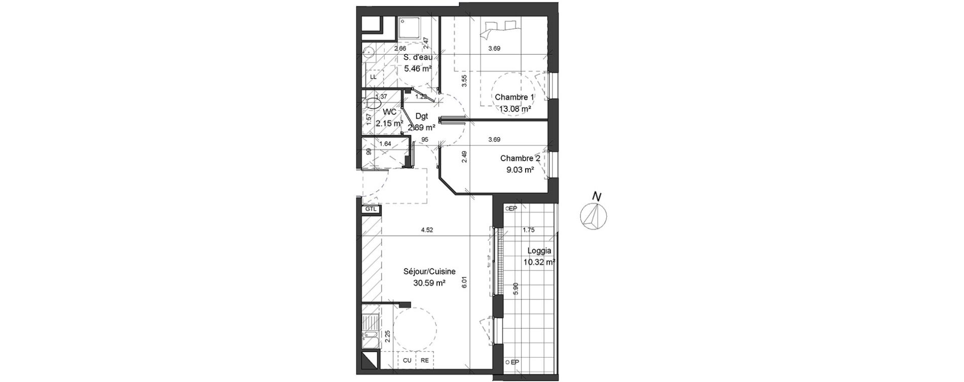 Appartement T3 de 63,19 m2 &agrave; Angers Justices