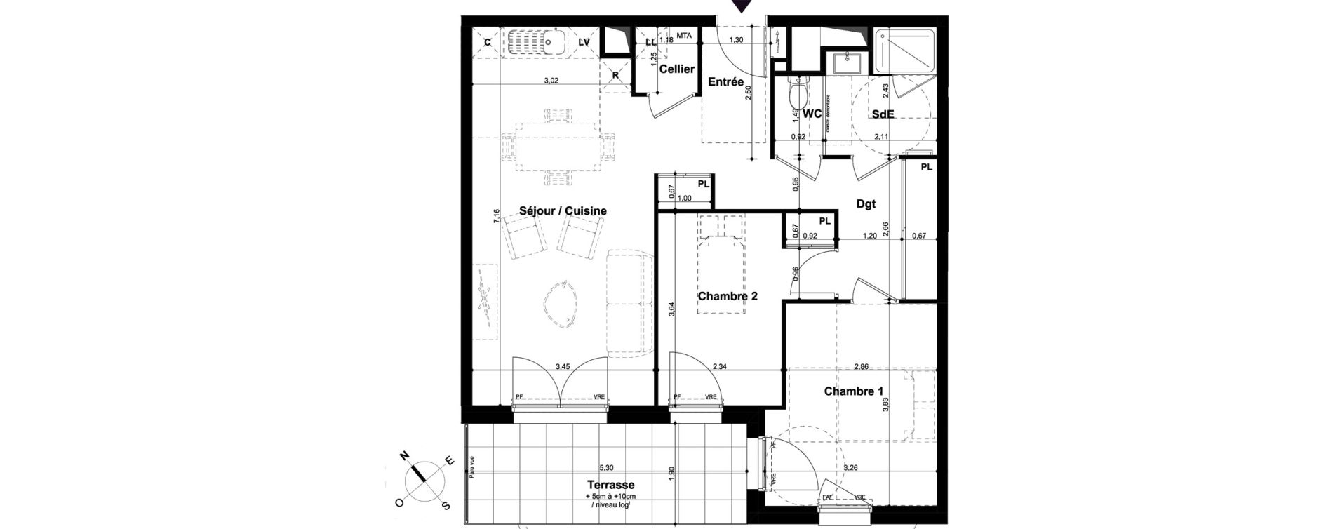 Appartement T3 de 65,59 m2 &agrave; Angers Hauts de saint-aubin