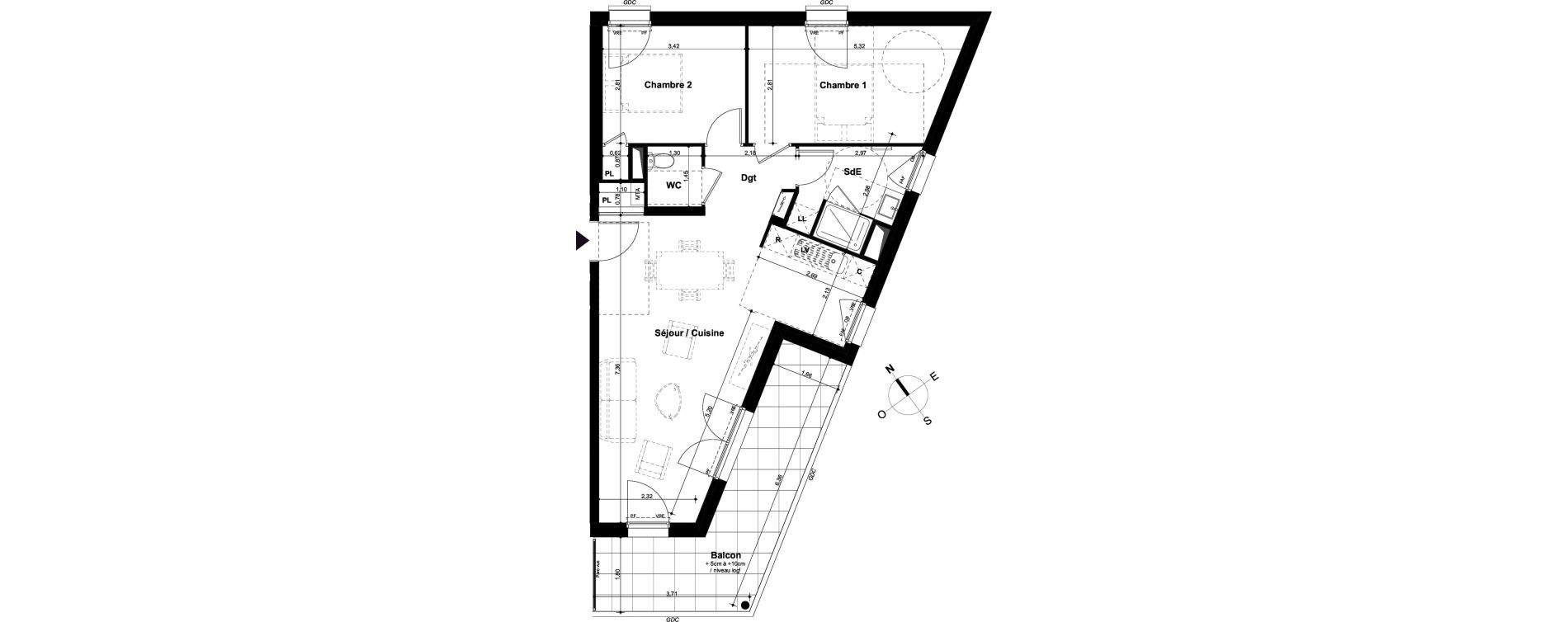 Appartement T3 de 66,32 m2 &agrave; Angers Hauts de saint-aubin