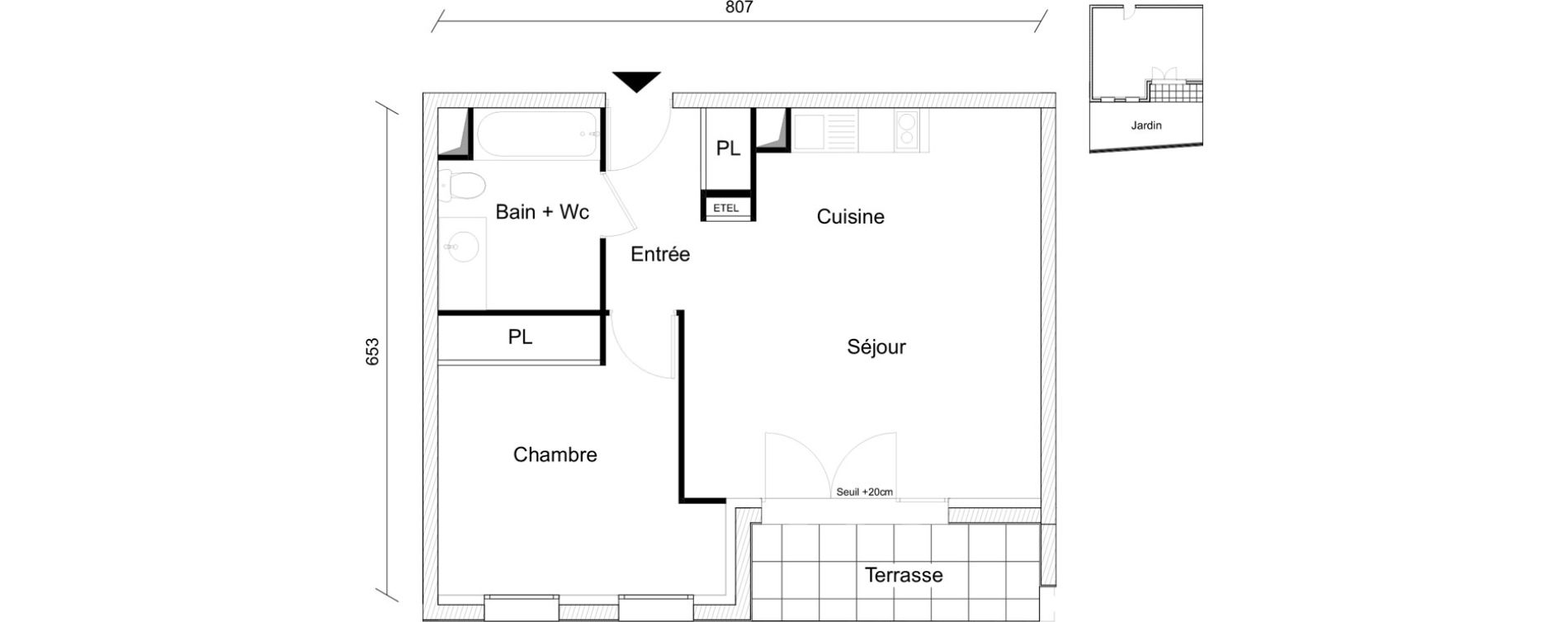 Appartement T2 de 45,63 m2 &agrave; Angers Sainte-th&eacute;r&egrave;se