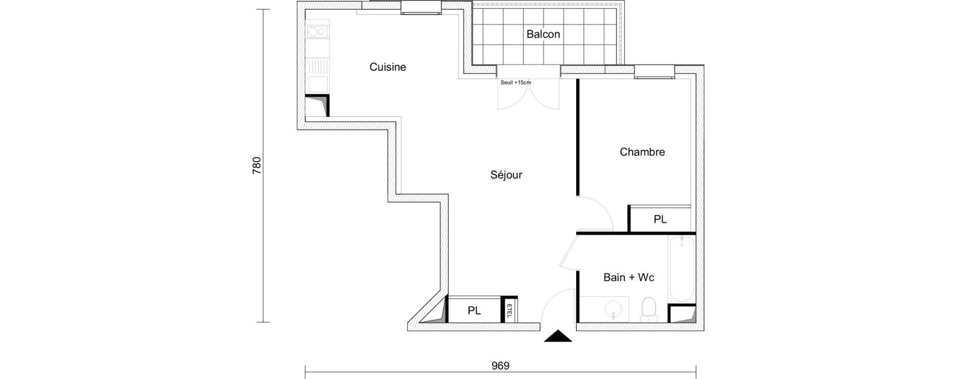 Appartement T2 de 47,03 m2 &agrave; Angers Sainte-th&eacute;r&egrave;se