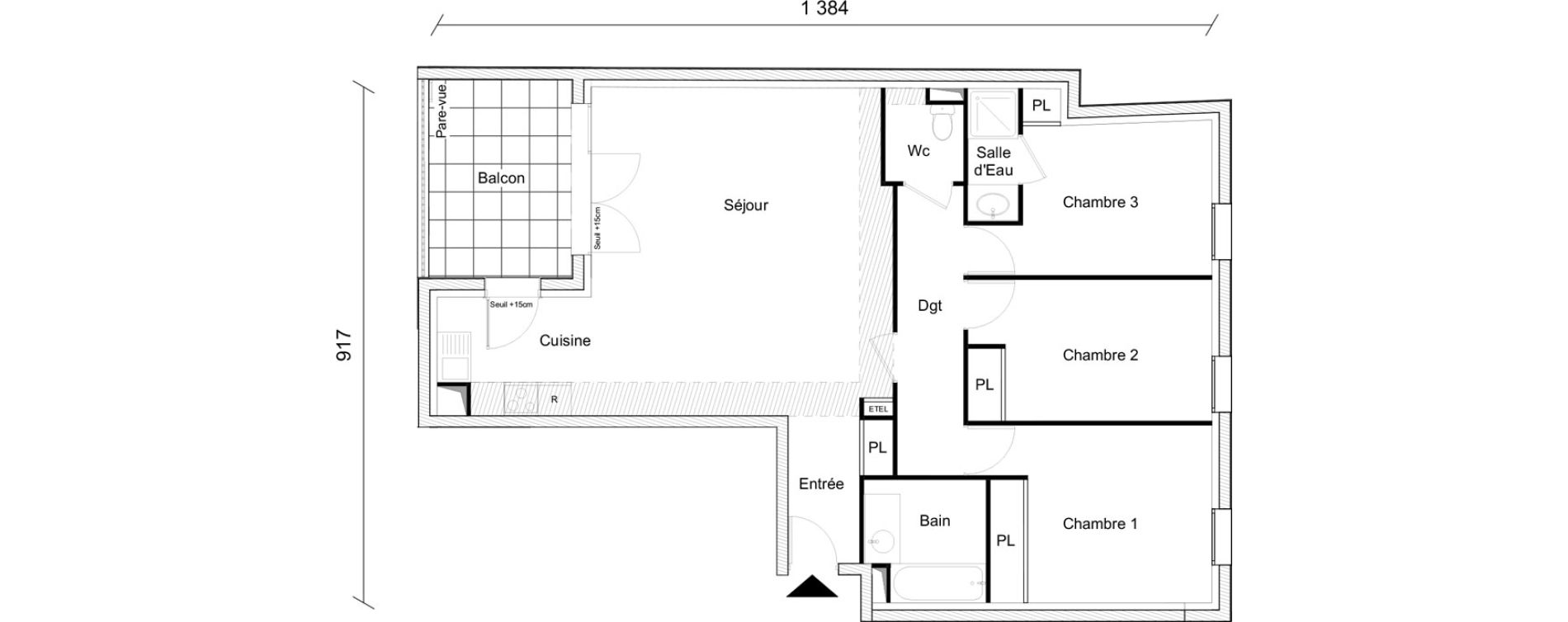 Appartement T4 de 90,27 m2 &agrave; Angers Sainte-th&eacute;r&egrave;se