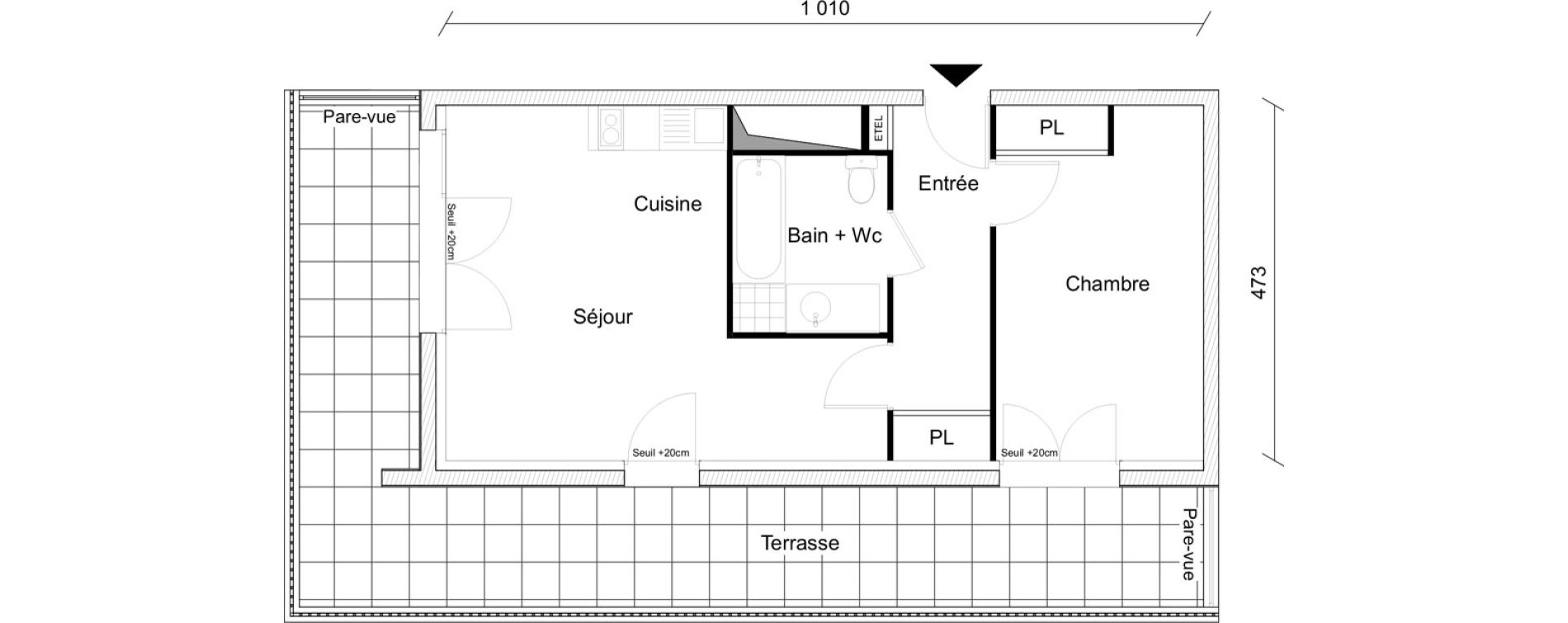 Appartement T2 de 45,39 m2 &agrave; Angers Sainte-th&eacute;r&egrave;se